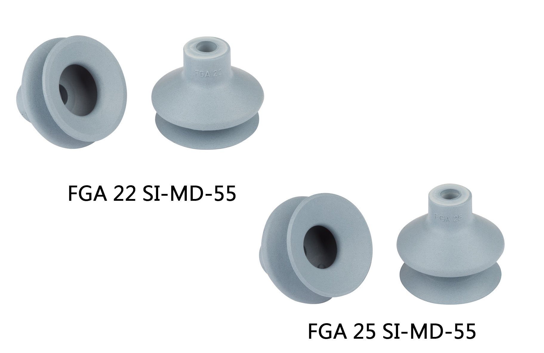 Bellows suction cup (round) with optimal adaptation to uneven surfaces CFAUTO FGA 22/25 SI-MD-55